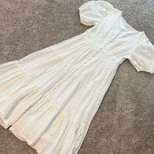 Aura Ivory Lace Dress with Puff Sleeves